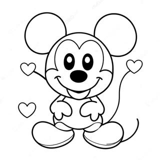 Pagina Da Colorare Topolino Carino Con Cuori 99136-37817