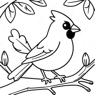 Bella Cardinal Appollaiato Su Un Ramo Pagina Da Colorare 99625-38391