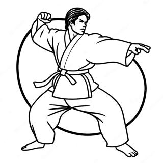 Pagina Da Colorare Posizione Dinamica Di Karate Pagine Da Colorare