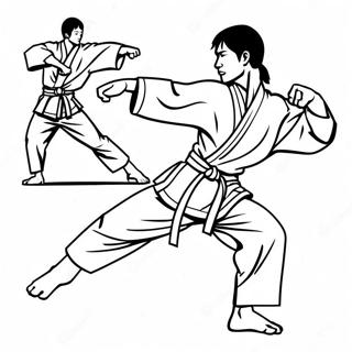 Pagina Da Colorare Combattente Di Karate In Uniforme Pagine Da Colorare