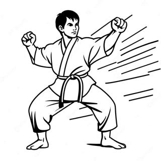 Pagina Da Colorare Combattente Di Karate In Uniforme Pagine Da Colorare